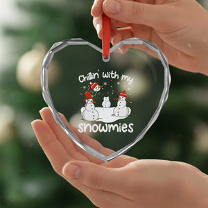 Funny Xmas Heart Crystal Glass Ornament Chillin With My Snowmies Funny Snowman Friendship TS09 Print Your Wear