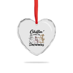 Funny Xmas Heart Crystal Glass Ornament Chilln' With My Snowmies Plaid Snowman TS11 Print Your Wear