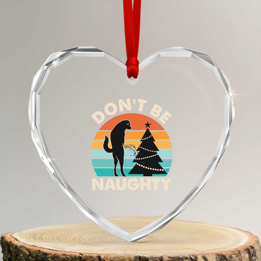 Funny Xmas Heart Crystal Glass Ornament Don't Be Naughty Dog Peeing Christmas Tree TS09 Transparent Glass 3'' Heart Print Your Wear