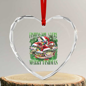 Funny Xmas Heart Crystal Glass Ornament Fishing You A Very Merry Fishmas Santa Hat TS11 Transparent Glass 3'' Heart Print Your Wear