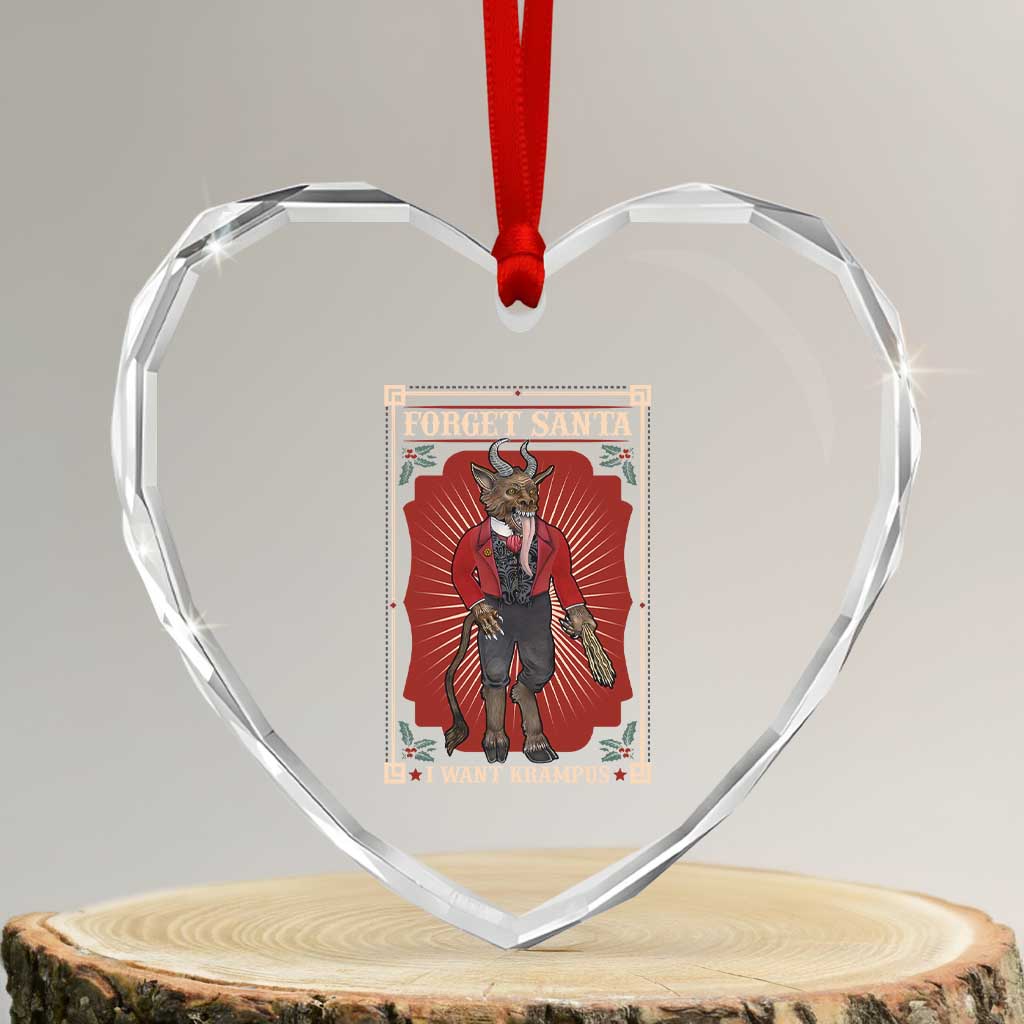 Funny Xmas Heart Crystal Glass Ornament Forget Santa I Want Krampus TS09 Transparent Glass 3'' Heart Print Your Wear