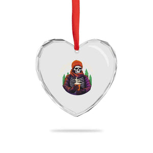 Funny Xmas Heart Crystal Glass Ornament Freezing Season Skeleton Chillin' Hot Cocoa TS09 Print Your Wear