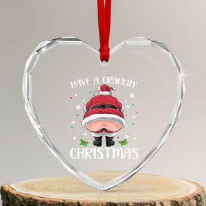 Funny Xmas Heart Crystal Glass Ornament Have A Crackin Christmas Santa TS11 Transparent Glass 3'' Heart Print Your Wear