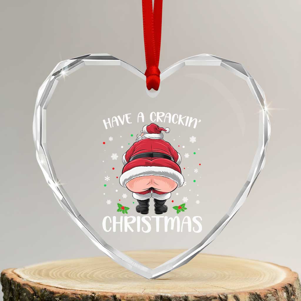 Funny Xmas Heart Crystal Glass Ornament Have A Crackin Christmas Santa TS11 Transparent Glass 3'' Heart Print Your Wear