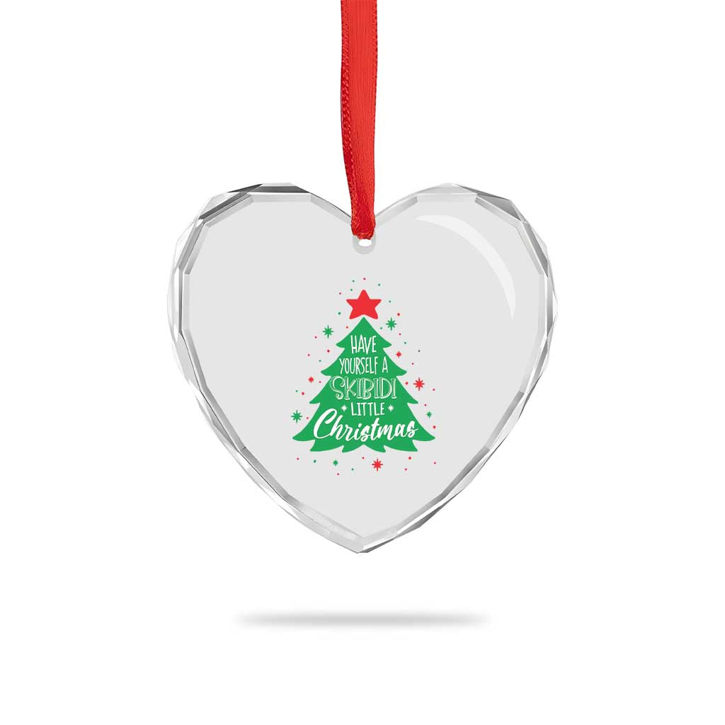 Funny Xmas Heart Crystal Glass Ornament Have Yourself A Skibidi Little Rizzmas TS09 Print Your Wear