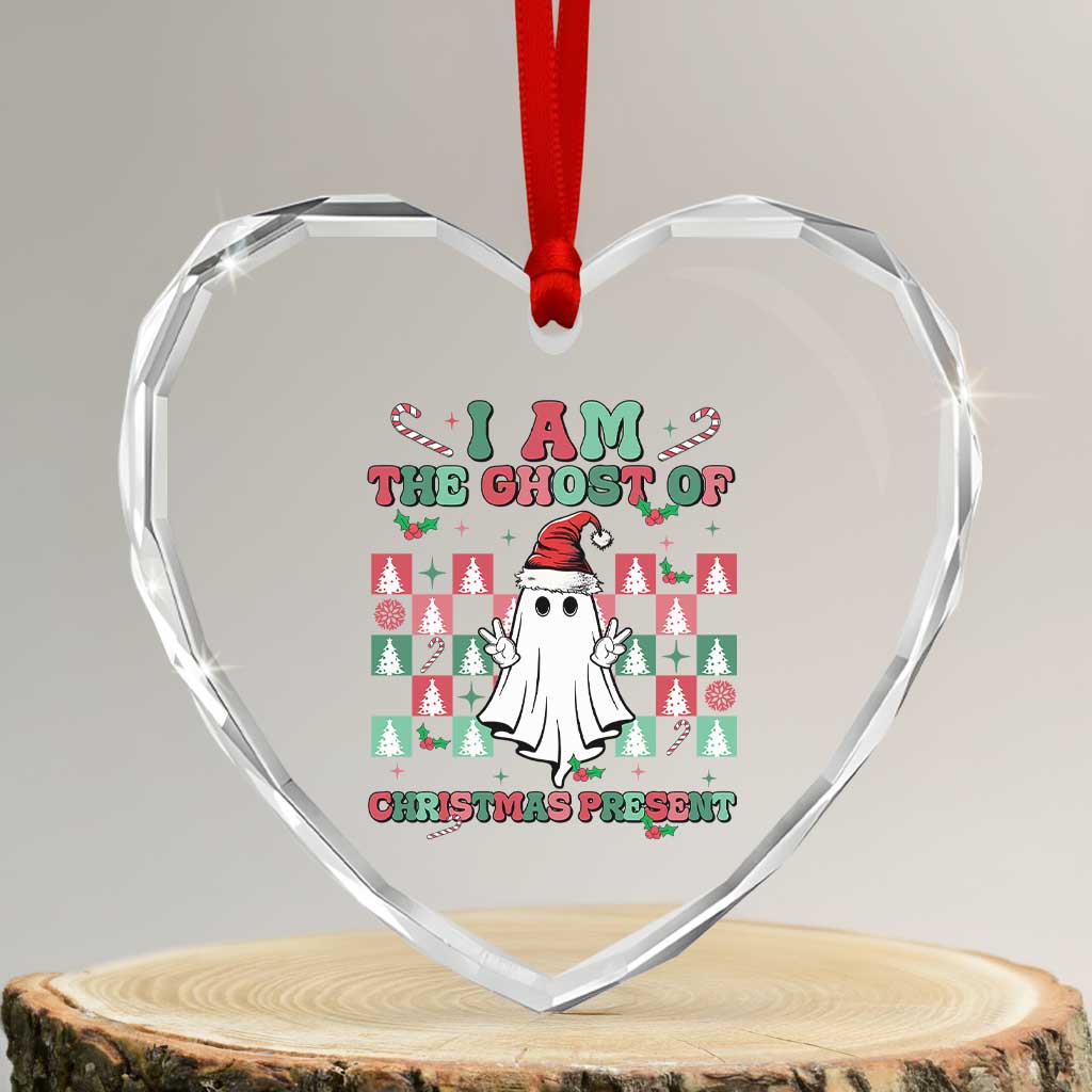 Funny Xmas Heart Crystal Glass Ornament I Am The Ghost Of Christmas Present TS09 Transparent Glass 3'' Heart Print Your Wear