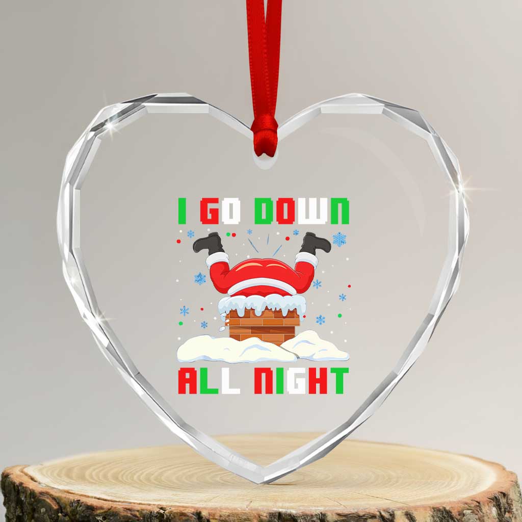 Funny Xmas Heart Crystal Glass Ornament I Go Down All Night Santa Chimney TS11 Transparent Glass 3'' Heart Print Your Wear