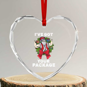 Funny Xmas Heart Crystal Glass Ornament I've Got Your Package Santa Gymer TS09 Transparent Glass 3'' Heart Print Your Wear