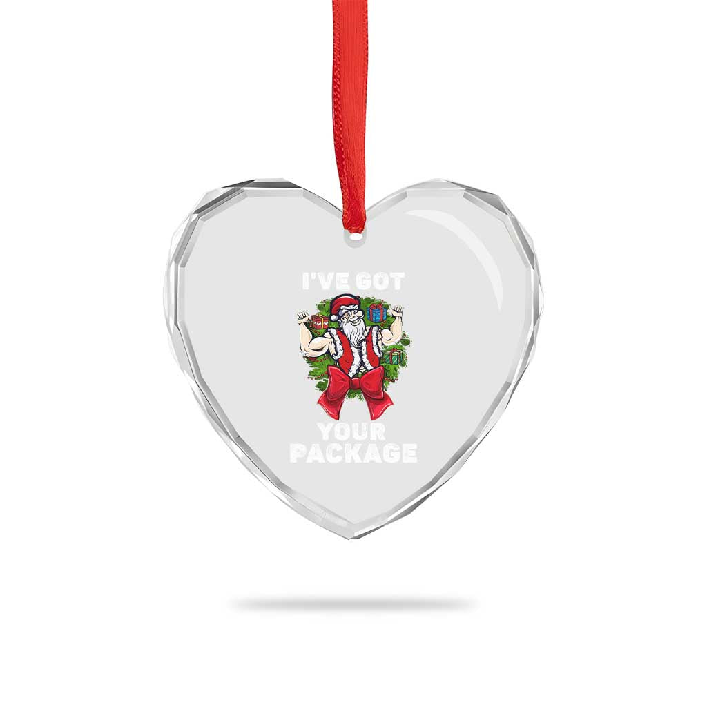 Funny Xmas Heart Crystal Glass Ornament I've Got Your Package Santa Gymer TS09 Print Your Wear