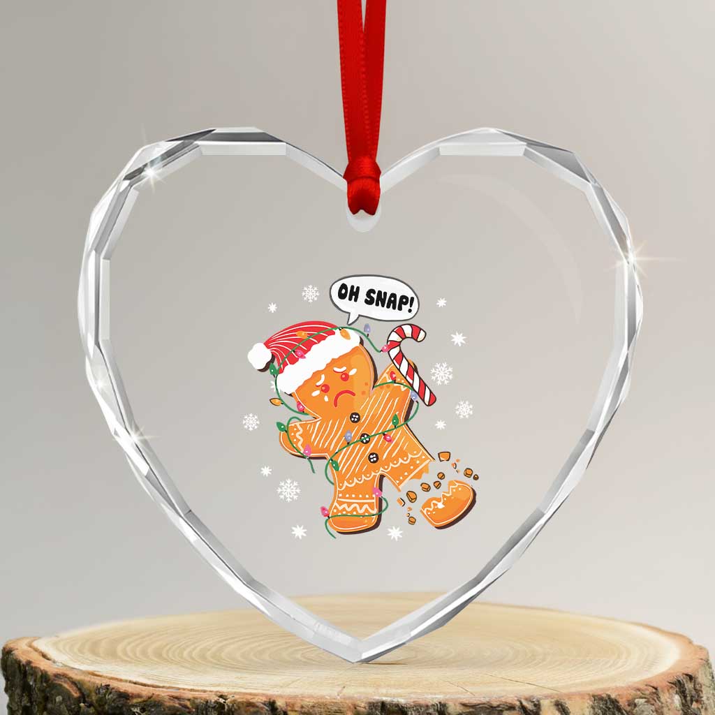 Funny Xmas Heart Crystal Glass Ornament Op Snap Gingerbread Broken Leg TS09 Transparent Glass 3'' Heart Print Your Wear