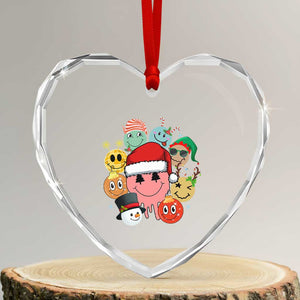 Funny Xmas Heart Crystal Glass Ornament Retro Groovy Xmas Tree Eye Face Reindeer Snowman Efl TS09 Transparent Glass 3'' Heart Print Your Wear