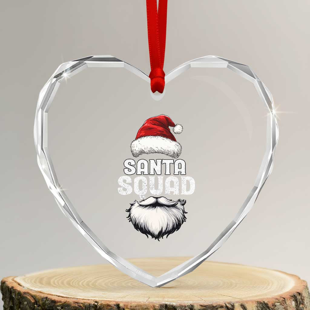 Funny Xmas Heart Crystal Glass Ornament Santa Squad Team Family Crew TS11 Transparent Glass 3'' Heart Print Your Wear
