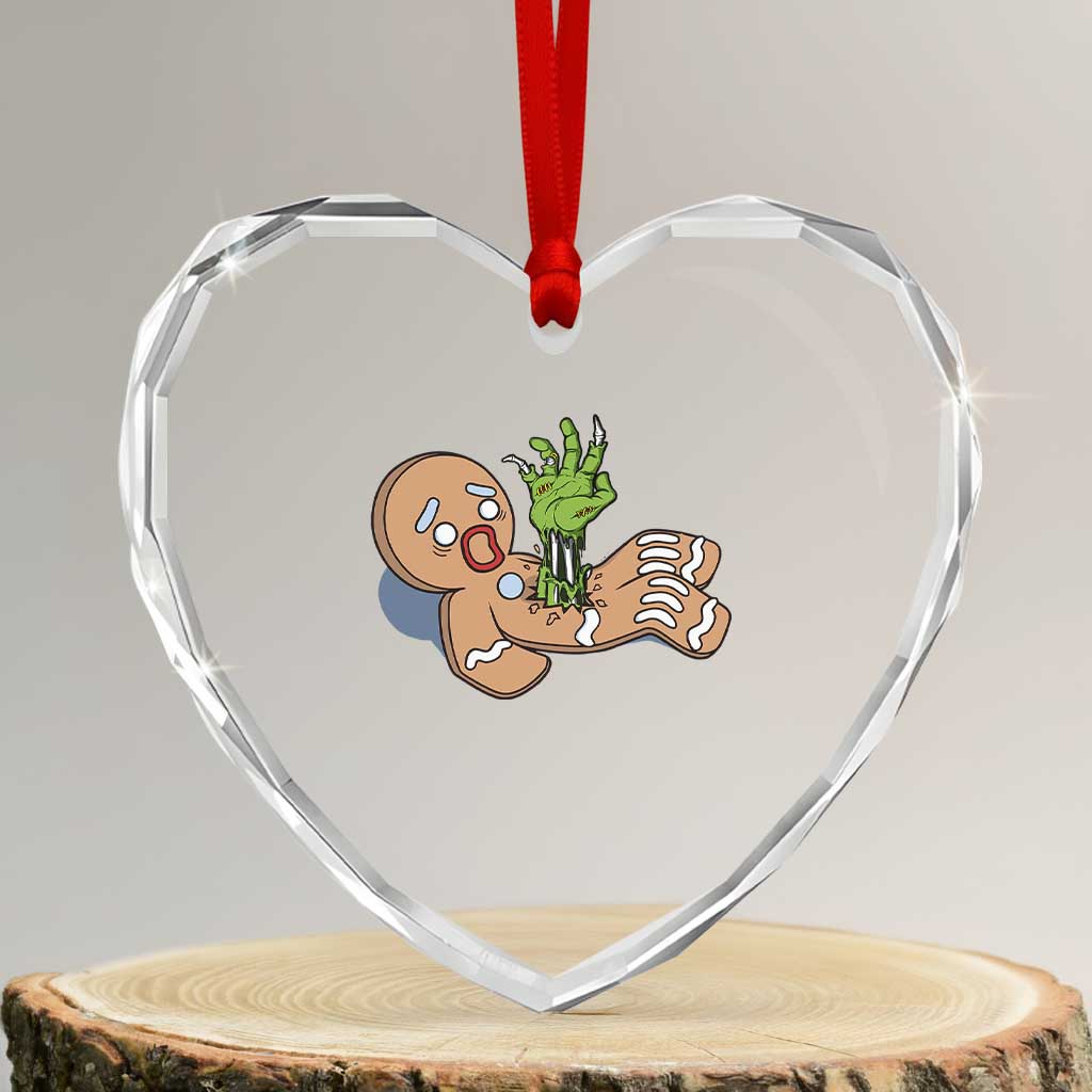 Funny Xmas Heart Crystal Glass Ornament Scary Zombie Gingerbread Krampus Broken Cookie TS09 Transparent Glass 3'' Heart Print Your Wear