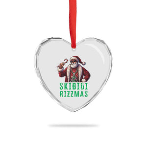 Funny Xmas Heart Crystal Glass Ornament Skibidi Rizzmas Cool Santa Gangsta TS09 Print Your Wear