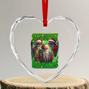Funny Xmas Heart Crystal Glass Ornament Skibidi Rizzmas Cool Santa Rizz TS09 Transparent Glass 3'' Heart Print Your Wear