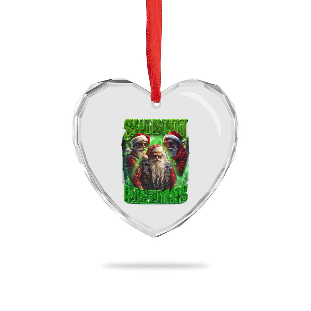 Funny Xmas Heart Crystal Glass Ornament Skibidi Rizzmas Cool Santa Rizz TS09 Print Your Wear