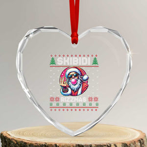 Funny Xmas Heart Crystal Glass Ornament Skibidi Rizzmas Santa Bubble Gum TS09 Transparent Glass 3'' Heart Print Your Wear