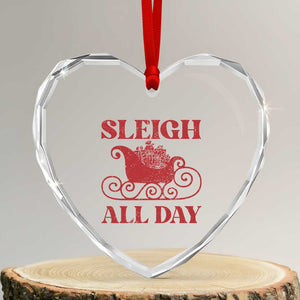 Funny Xmas Heart Crystal Glass Ornament Sleigh All Day Xmas Santa's Sleigh TS11 Transparent Glass 3'' Heart Print Your Wear