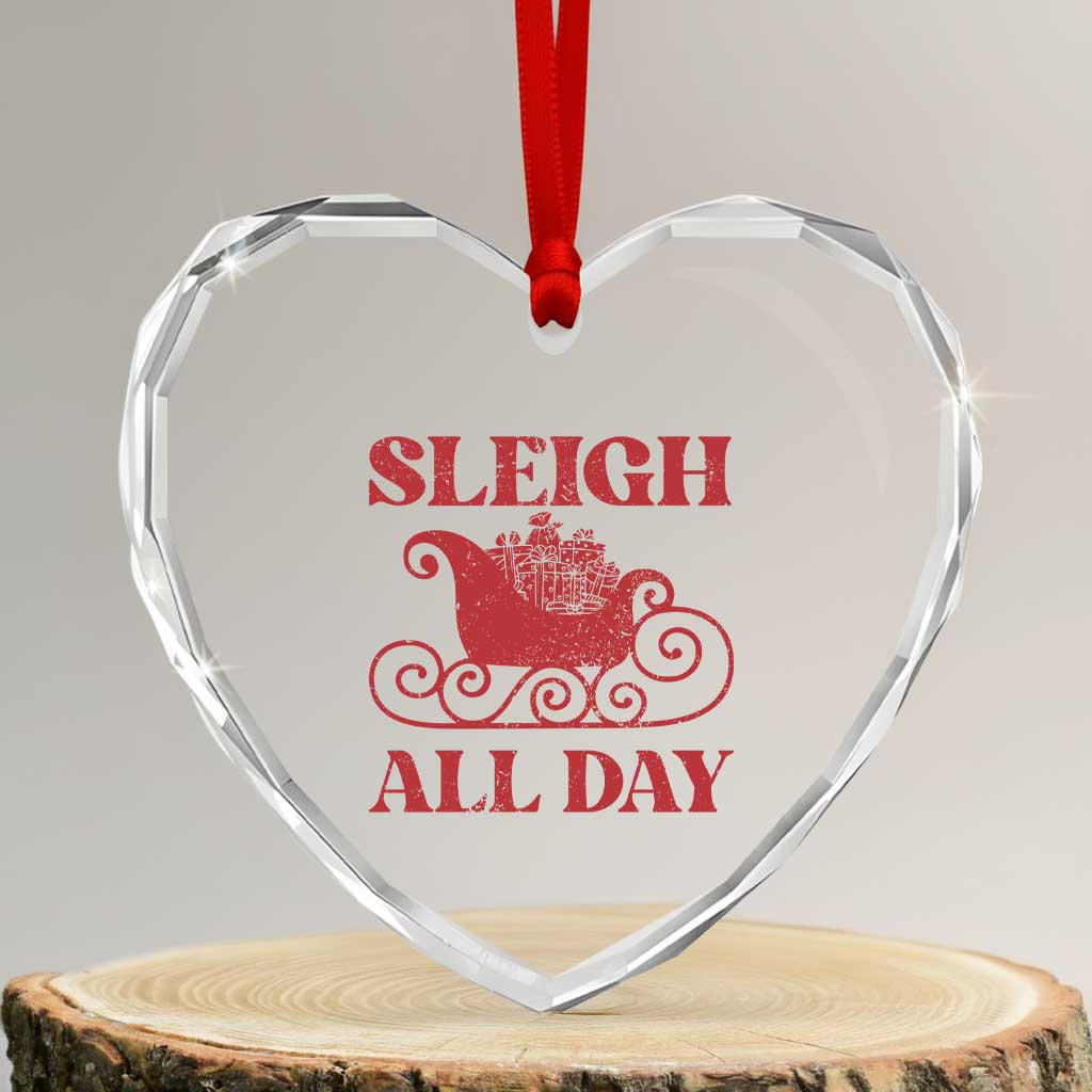 Funny Xmas Heart Crystal Glass Ornament Sleigh All Day Xmas Santa's Sleigh TS11 Transparent Glass 3'' Heart Print Your Wear