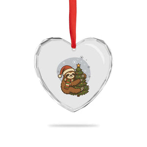 Funny Xmas Heart Crystal Glass Ornament Slothin Around The Christmas Tree TS12 Print Your Wear