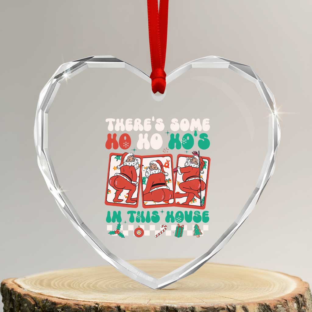 Funny Xmas Heart Crystal Glass Ornament There Is Some Ho Ho Hos In This House Horror Character TS09 Transparent Glass 3'' Heart Print Your Wear