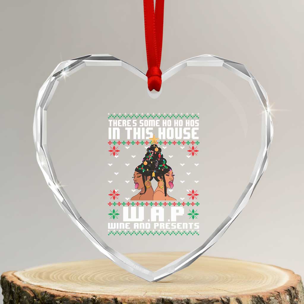 Funny Xmas Heart Crystal Glass Ornament There Is Some Ho Ho Hos In This House WAP Wine And Present TS09 Transparent Glass 3'' Heart Print Your Wear
