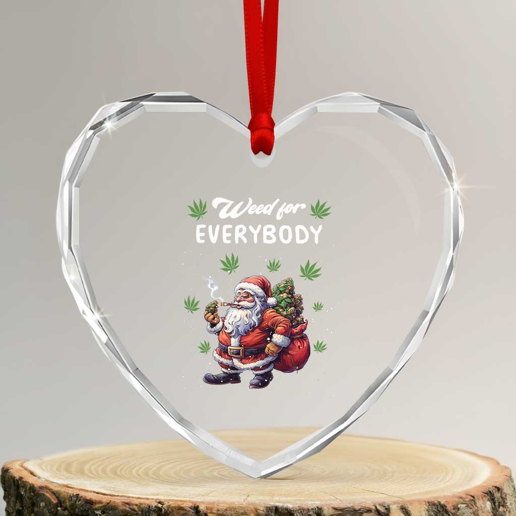 Funny Xmas Heart Crystal Glass Ornament Weed For Everybody Cannabis 420 TS09 Transparent Glass 3'' Heart Print Your Wear