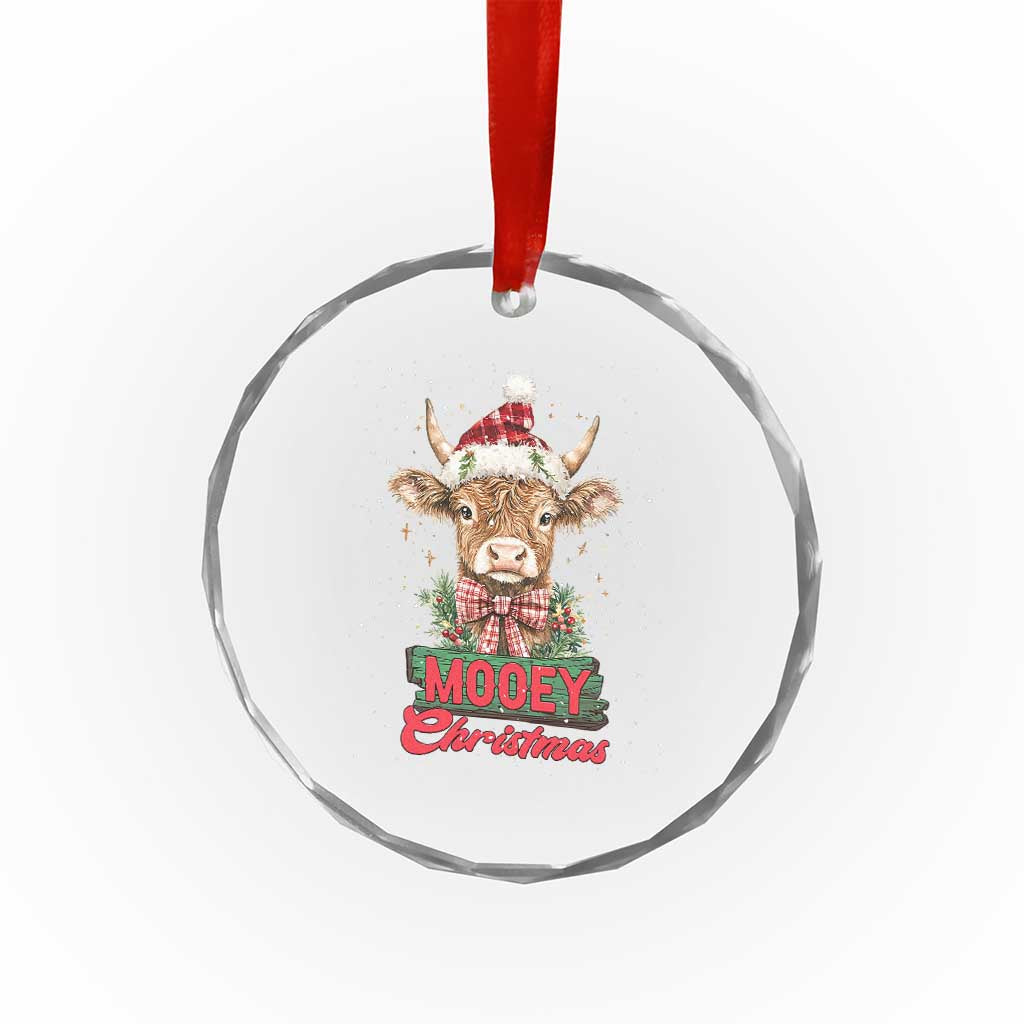 Funny Xmas Highland Cow Crystal Glass Ornament Mooey Xmas Western Cow Santa Hat TS11 Print Your Wear