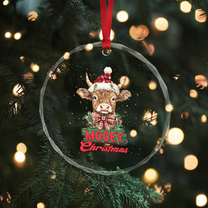 Funny Xmas Highland Cow Crystal Glass Ornament Mooey Xmas Western Cow Santa Hat TS11 Print Your Wear