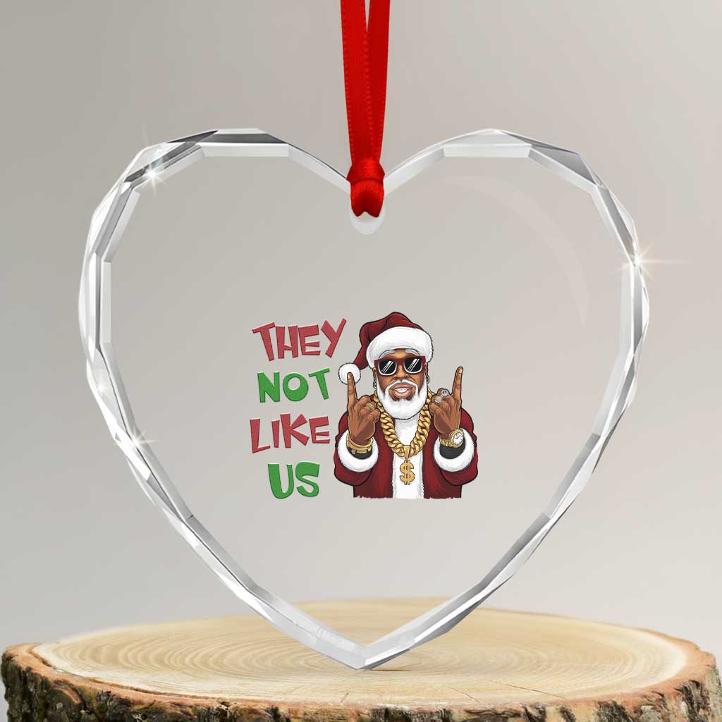 Funny Xmas Hiphop Black Santa Heart Crystal Glass Ornament They Not Like Us African American Christmas TS09 Transparent Glass 3'' Heart Print Your Wear