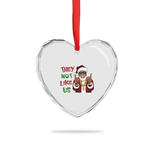 Funny Xmas Hiphop Black Santa Heart Crystal Glass Ornament They Not Like Us African American Christmas TS09 Print Your Wear