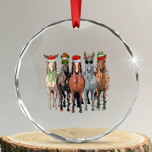 Funny Xmas Horse Crystal Glass Ornament Xmas Light Reindeer Horses Crew with Santa Hat TS02 Transparent Glass 3'' Circle Print Your Wear
