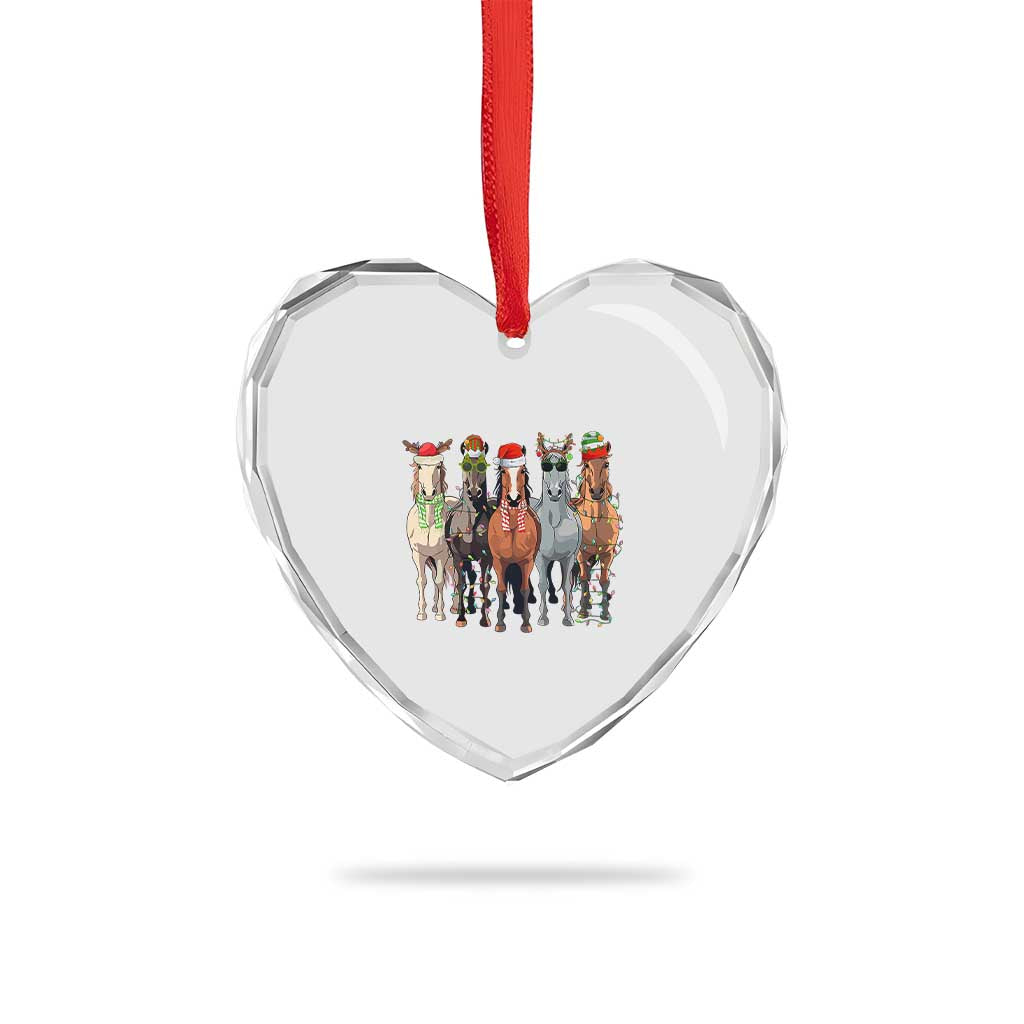 Funny Xmas Horse Heart Crystal Glass Ornament Xmas Light Reindeer Horses Crew with Santa Hat TS02 Print Your Wear