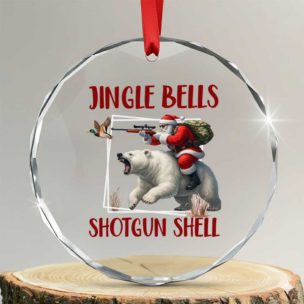 Funny Xmas Hunting Crystal Glass Ornament Jingle Bells Shotgun Shells TS12 Transparent Glass 3'' Circle Print Your Wear