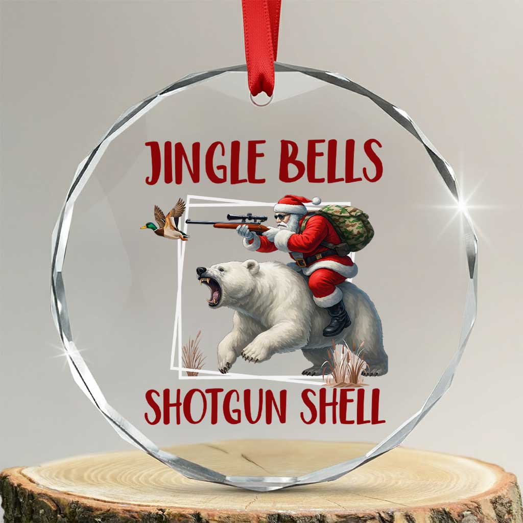 Funny Xmas Hunting Crystal Glass Ornament Jingle Bells Shotgun Shells TS12 Transparent Glass 3'' Circle Print Your Wear