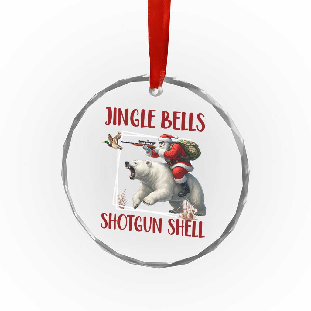 Funny Xmas Hunting Crystal Glass Ornament Jingle Bells Shotgun Shells TS12 Transparent Glass 3'' Circle Print Your Wear