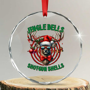 Funny Xmas Hunting Crystal Glass Ornament Jingle Bells Shotgun Shells Santa Deer TS11 Transparent Glass 3'' Circle Print Your Wear