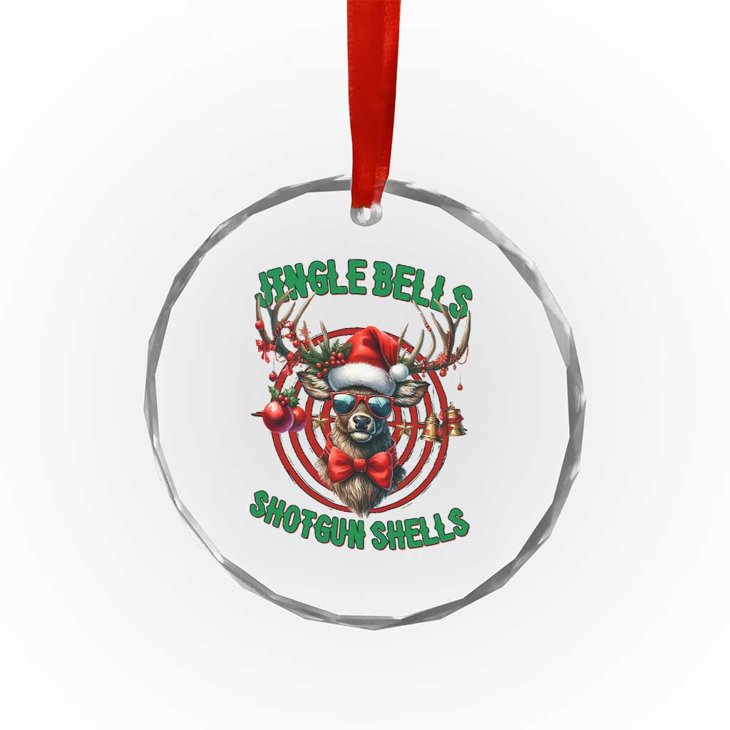 Funny Xmas Hunting Crystal Glass Ornament Jingle Bells Shotgun Shells Santa Deer TS11 Print Your Wear