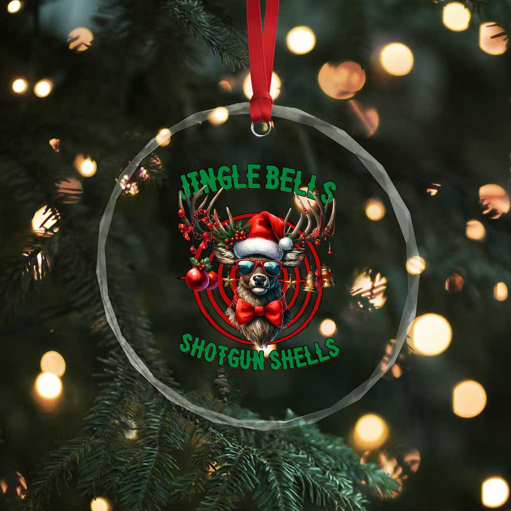 Funny Xmas Hunting Crystal Glass Ornament Jingle Bells Shotgun Shells Santa Deer TS11 Print Your Wear