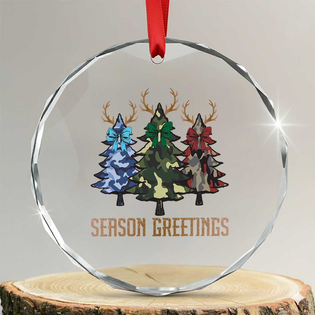 Funny Xmas Hunting Crystal Glass Ornament Season Greetings Camouflage Xmas Tree Reindeers TS11 Transparent Glass 3'' Circle Print Your Wear