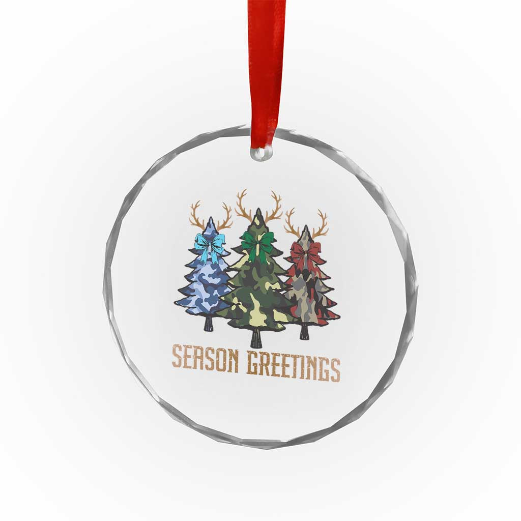 Funny Xmas Hunting Crystal Glass Ornament Season Greetings Camouflage Xmas Tree Reindeers TS11 Print Your Wear
