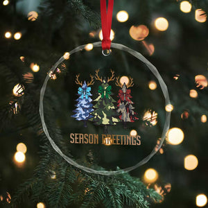 Funny Xmas Hunting Crystal Glass Ornament Season Greetings Camouflage Xmas Tree Reindeers TS11 Print Your Wear