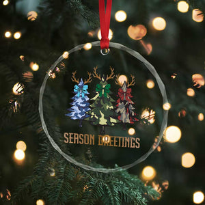 Funny Xmas Hunting Crystal Glass Ornament Season Greetings Camouflage Xmas Tree Reindeers TS11 Print Your Wear