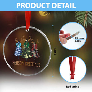 Funny Xmas Hunting Crystal Glass Ornament Season Greetings Camouflage Xmas Tree Reindeers TS11 Print Your Wear