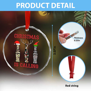 Funny Xmas Hunting Crystal Glass Ornament Xmas Is Calling Camouflage Hunting Whistle TS11 Print Your Wear