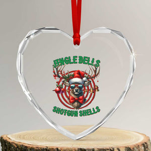 Funny Xmas Hunting Heart Crystal Glass Ornament Jingle Bells Shotgun Shells Santa Deer TS11 Transparent Glass 3'' Heart Print Your Wear