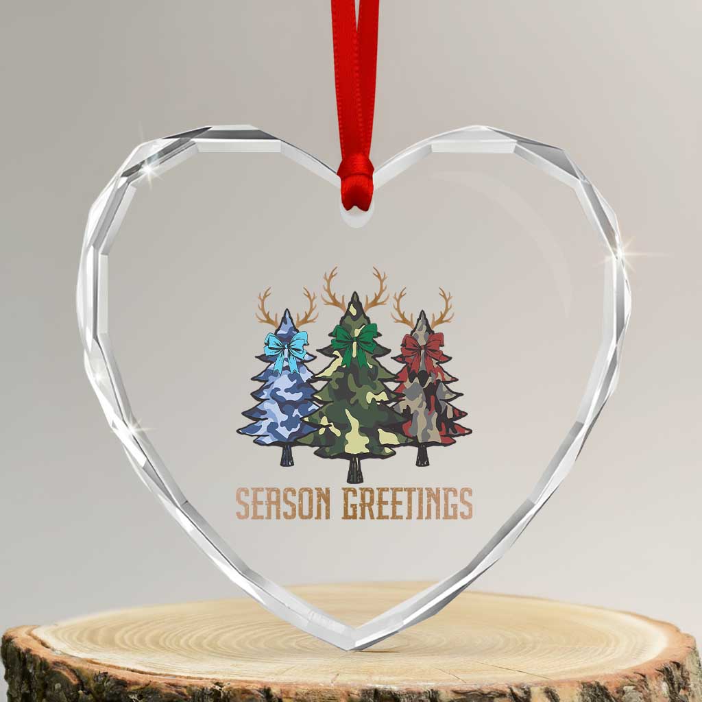 Funny Xmas Hunting Heart Crystal Glass Ornament Season Greetings Camouflage Xmas Tree Reindeers TS11 Transparent Glass 3'' Heart Print Your Wear