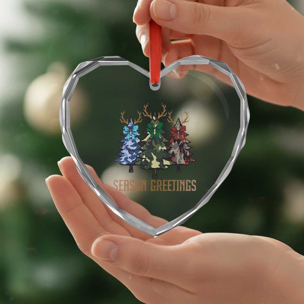 Funny Xmas Hunting Heart Crystal Glass Ornament Season Greetings Camouflage Xmas Tree Reindeers TS11 Print Your Wear