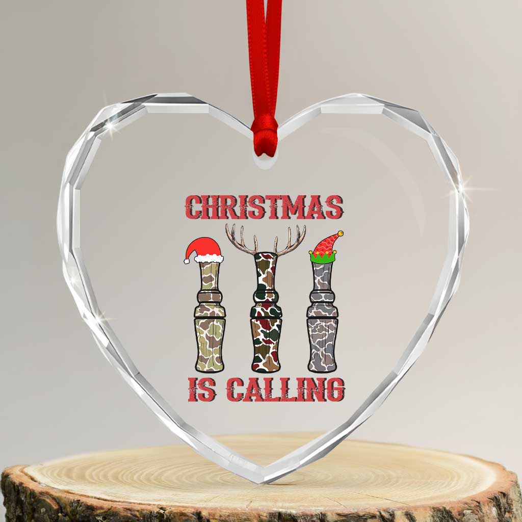 Funny Xmas Hunting Heart Crystal Glass Ornament Xmas Is Calling Camouflage Hunting Whistle TS11 Transparent Glass 3'' Heart Print Your Wear