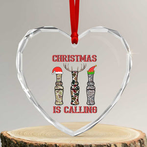 Funny Xmas Hunting Heart Crystal Glass Ornament Xmas Is Calling Camouflage Hunting Whistle TS11 Transparent Glass 3'' Heart Print Your Wear